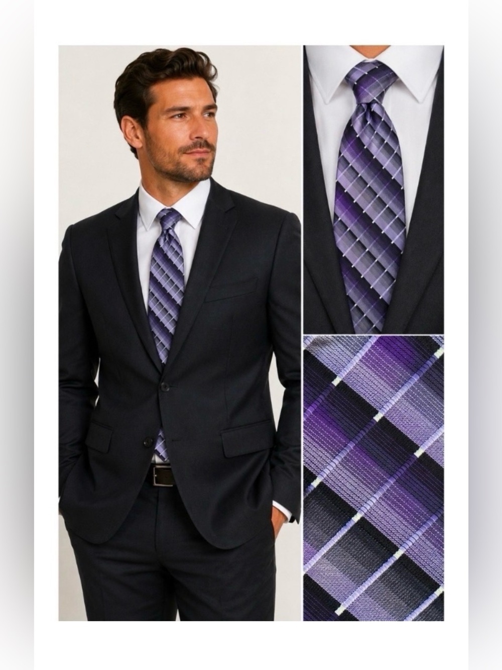STATEMENTS Purple Printed Silk Mens Tie
